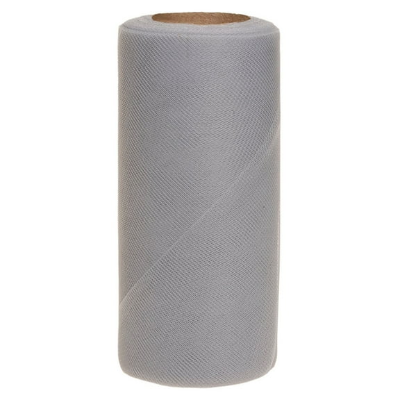 Falk Fabrics Tulle Spool for Decoration 6-Inch by 25-Yard - Grey