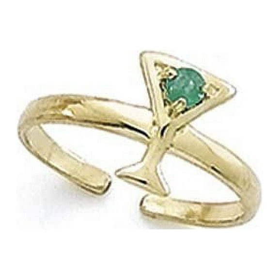 14k Yellow Gold Emerald Martini Toe Ring