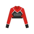 thumbnail image 3 of TiaoBug Kids Girls Sparkle Printed Cheerleading Dance Crop Tops Long Sleeve Tee Shirts Cheer Leader Uniform Dance Costume Red 12, 3 of 6