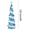 thumbnail image 3 of Christmas Tree with Lights Tinsel Christmas Tree Decoration Artificial Christmas Tree 4.92FT Foldable Pencil Tinsel Christmas Tree With Ball & Light for Xmas Home Office Party Decor, 3 of 9