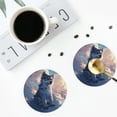 thumbnail image 4 of Honeii Cloud Wolf print Leather Coaster Set of 4, ideal for safeguarding your furniture from drinks spills and effortless cleanup-Round Shape, 4 of 6