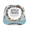 thumbnail image 2 of Fotbe World Travel Flat Bill Visor Cap Classic Snapback Hat Polyester Foam Trucker Hat Trucker Cap Adjustable Baseball Cap, 2 of 9