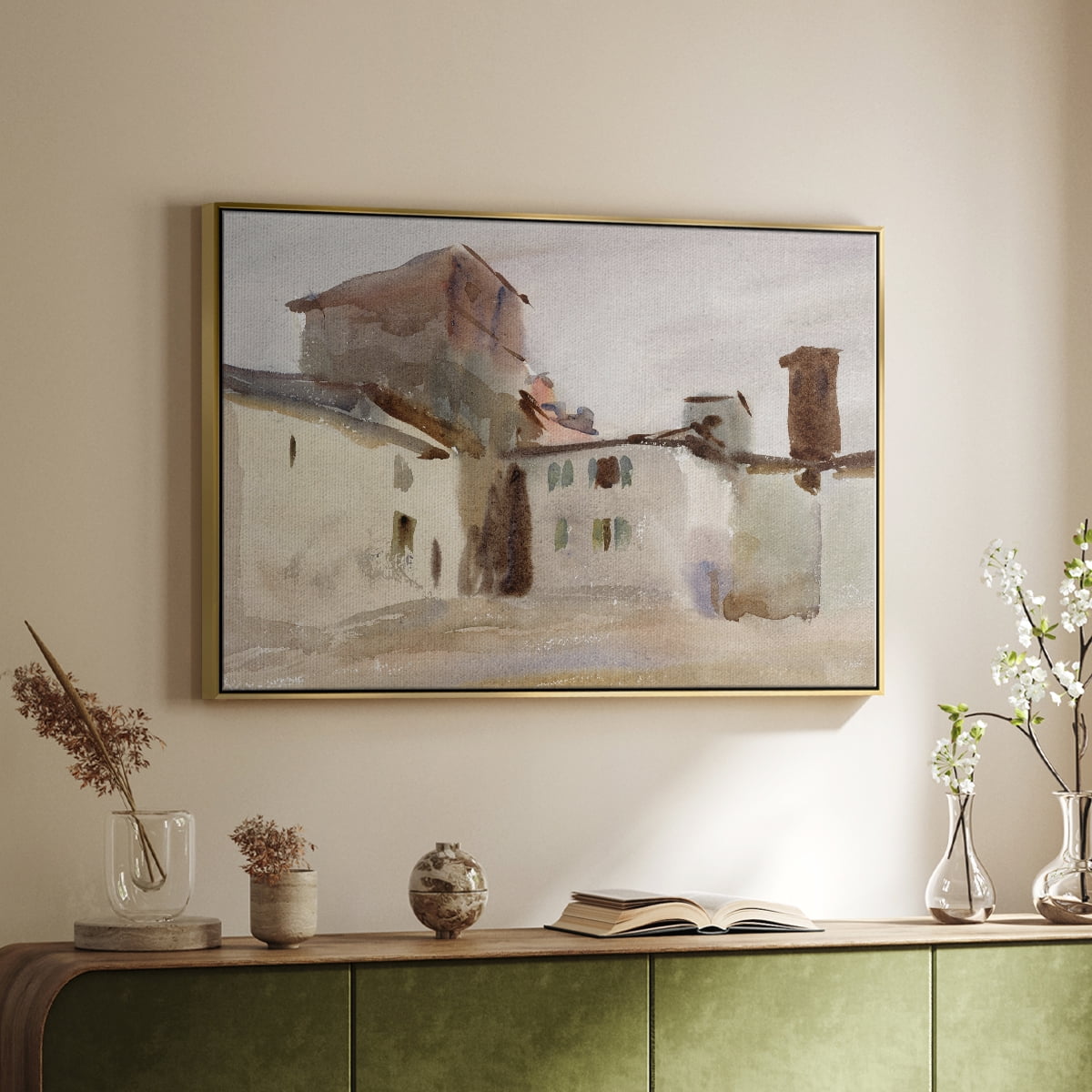 Vintage Landscape-M By Wexford Home Framed in Gold Wood Gallery Wrapped Canvas 27 in. x 41 in.