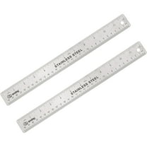 Enday Metal Ruler 12 Inch Stainless Steel Straight Edge Ruler, Pack of 2