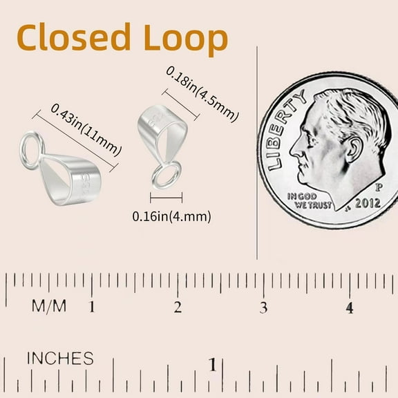 10Pcs 925 Sterling Silver Slider Pendant Clasp for Necklace,Bails for Jewelry