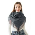 thumbnail image 2 of Mikilon Woman Winter Scarf Patchwork Color Fringe Shawl Scarf Two Tone Tassel Long Scarf Thicken Warm Scarf, 2 of 2