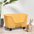 thumbnail image 1 of Bandejas de arena para mascotas con lados altos, inodoro abierto para gatos, bandeja de entrenamiento para arena para gatos, lavabo grande para gatos, Amarillo Con Rueda, 1 of 8
