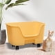 thumbnail image 1 of Bandejas de arena para mascotas con lados altos, inodoro abierto para gatos, bandeja de entrenamiento para arena para gatos, lavabo grande para gatos, Amarillo Con Rueda, 1 of 8
