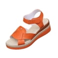 thumbnail image 3 of Domuza Women Orthopedic Wedge Platform Sandals, Adjustable Strap Non Slip Breathable Thick Sole Summer Casual Shoes Orange 5.5（EU-36）, 3 of 6