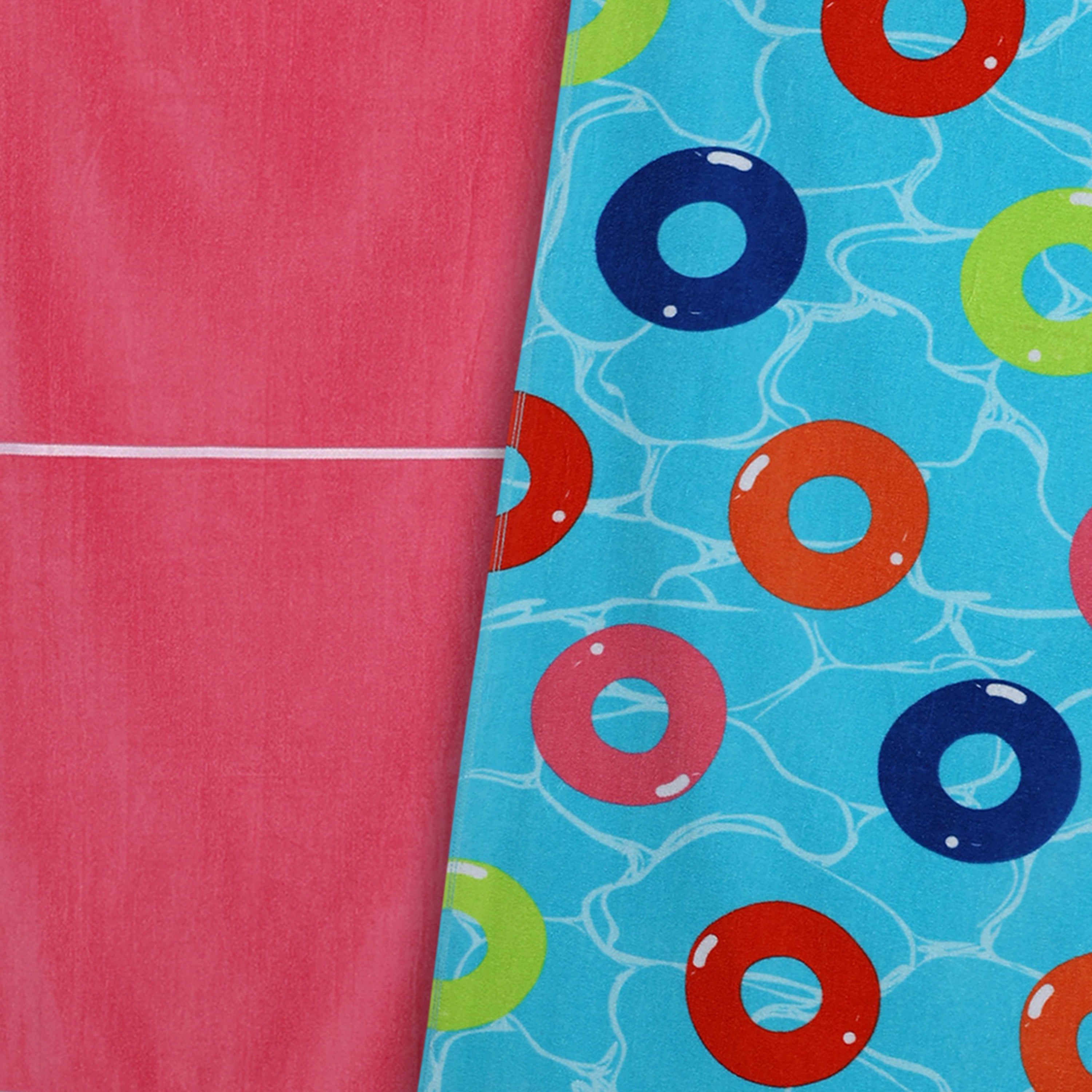 Printed Pool Party Beach Towels, Weft Insert Design, Soft Cotton, 2 Pack, 30 x 60 inches