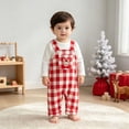 thumbnail image 2 of KPOPLK 3 6 9 12 18 Months Baby Boy Christmas Plaid Overalls Outfit Long Sleeve Bodysuit and Suspender Pants 2 Piece Set for Infant,Size 3-6 Months, 2 of 7