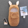 thumbnail image 3 of LEKWK Baby Swaddle Blanket with Hood Warm Baby Thermal Sleeping Sack 3D Cartoon Rabbit Ear Cute Loungewear Newborn Winter Thermal Receiving Blanket 0-6M, 3 of 5