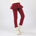 thumbnail image 4 of SILVERCELL 2 Pack Girls Leggings with Ruffle Tutu Skirt Winter Warm Fleece Lined Thick Pantskirt Toddler Stretchy Tights, 4 of 6
