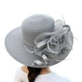 thumbnail image 2 of Uclet Dressy Hats For Women Ladies Sun Hat Occasion Event Hat Ladies Hats For Church Tea Time Hat Wide Brim Hats For Women Gray One Size Clearance！, 2 of 5
