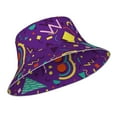 thumbnail image 2 of Disketp Retro 80s Style Print Reflective Bucket Hat Beach Hat Summer Travel Sun Hats Fisherman Cap, 2 of 8