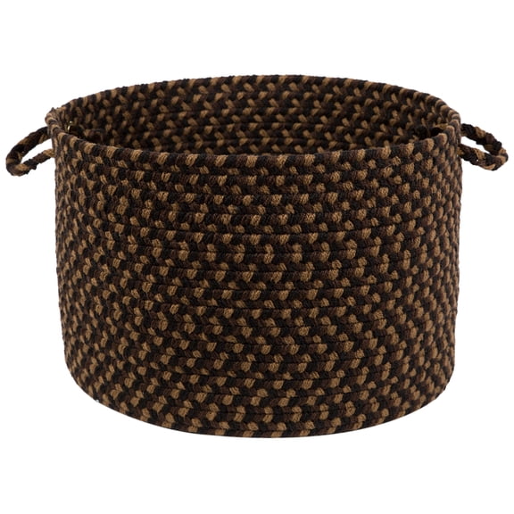 Rhody Rug Mayflower MF33 Brown Fudge 18" x 12" Basket - Braided Woven Basket for Blanket Storage - Decorative Basket for Home Decor, Throw Basket for Laundry, Nursery and Kids Toy Chest - Made in USA