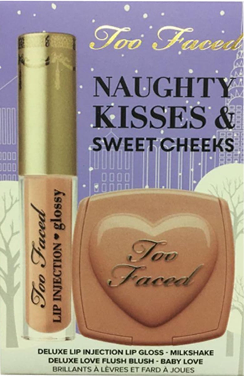 Too Faced Naughty Kisses & Sweet Cheeks 2-Piece Set, Deluxe Lip Injection in Milkshake & Blush in Baby Love