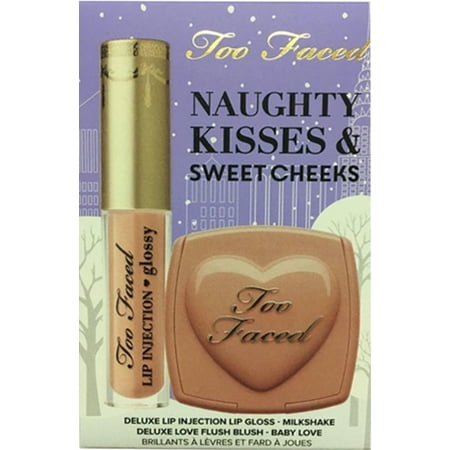 Too Faced Naughty Kisses & Sweet Cheeks 2-Piece Set, Deluxe Lip Injection in Milkshake & Blush in Baby