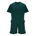 thumbnail image 2 of Men's Short Sleeve Tracksuit, Summer Casual T Shirt and Shorts Set with Pockets Oversize Two Piece Casual Daily Athletic Set Sweat Suits for Womens 2 Piece Wide Leg Green M, 2 of 5