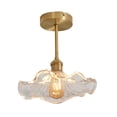 thumbnail image 1 of FSLiving RV Hardwired Clear Glass Wall Light, 12V Retro Copper RV Decorative Light Ceiling Light Flower Fixtures Ceiling Mount, E26 2700K Bulb Included Industrial Semi Flush Mount for RV Camper, 1 of 7