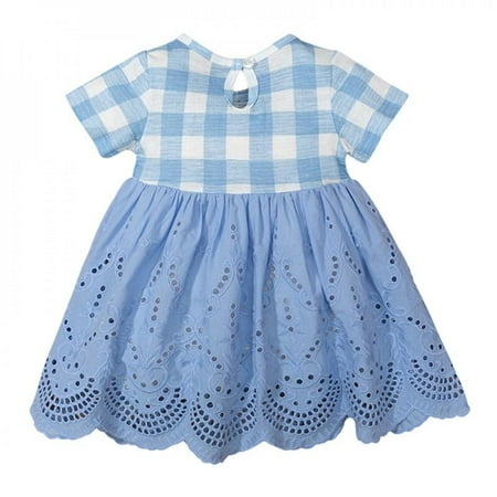 

Summer Girls\ Plaid Bowknot Lace Ornamental Dress (12-18M)