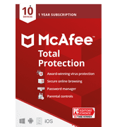 McAfee Total Protection, Antivirus Security Software, 10 Devices, 1 Year Subscription  Product Key