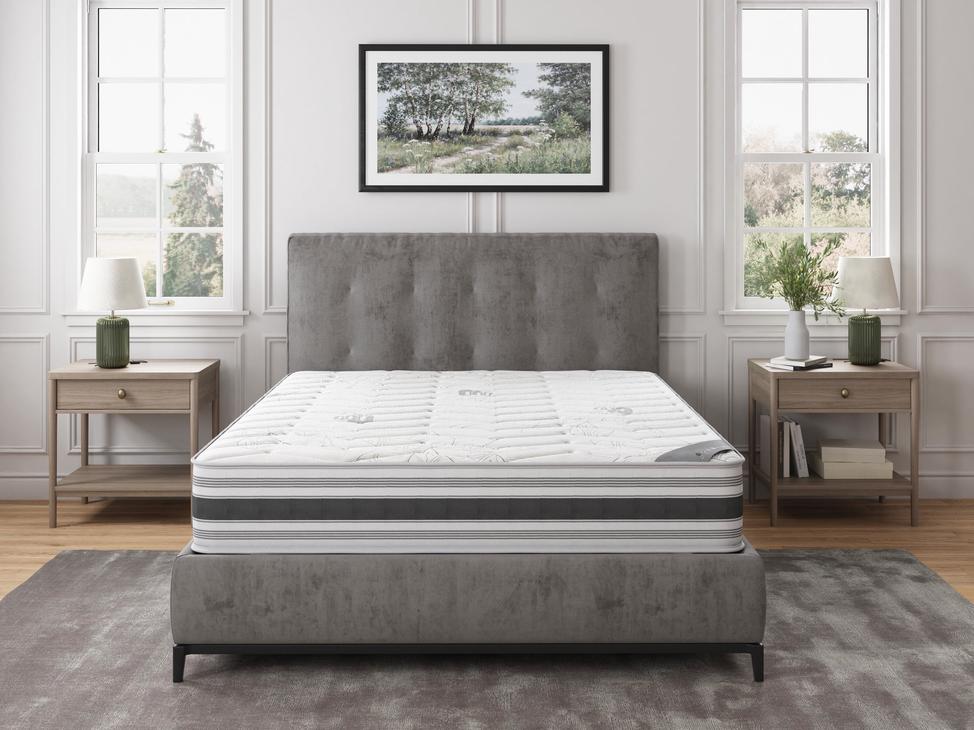 Ottomanson Edge to Edge 12" Pocket Coils Firm Tight Top Hybrid Mattress in a Box, King