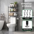 thumbnail image 3 of Behome 3-Tier Over The Toilet Storage Shelf, Bathroom Organizer Shelf Over Toilet with 6 Hooks, Freestanding Space Saver Bathroom Storage Shelves, 3 of 7