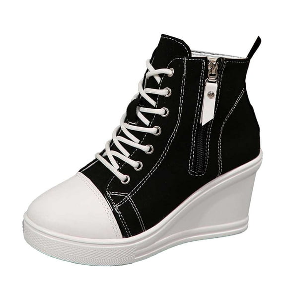 Casual Slip On Flats for Women Versatile Wardrobe Staple Women's Casual Shoes Fashion Platform Lace Up On Comfortable Walking Shoes For Daily Wear With Side Zipper Design