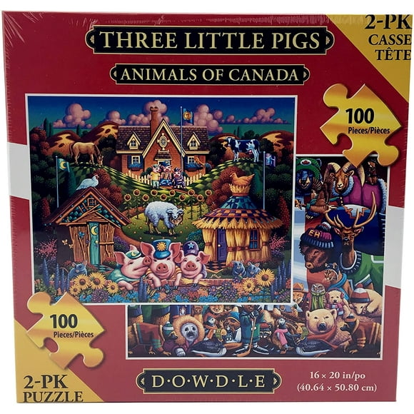 Dowdle Puzzle 2-PK Animaux du Canada & Trois Petits Cochons