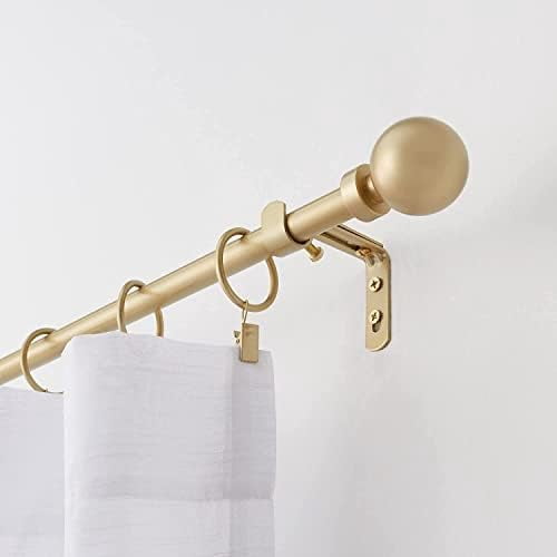 MODE Simplicity Single Adjustable Curtain Rod Set with Modern Ball Finials, Fits 24” to 60” Windows