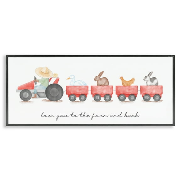 Stupell Industries Love You Farm & Back Animals & Insects Painting Black Framed Art Print Wall Art, 24 x 10