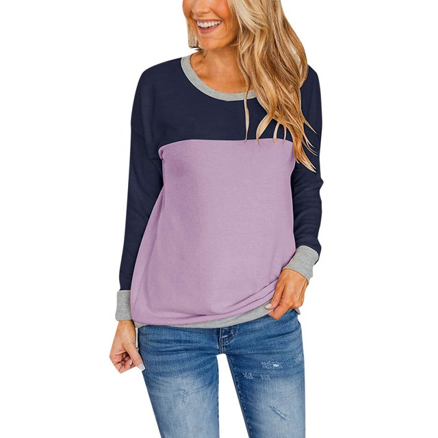 Gibobby Sudadera oversize mujer Sudadera de Forro Polar Suave con Cuello Redondo Sudadera para Mujer(Morado,XG)