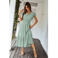 thumbnail image 4 of Vestido PRETTYGARDEN Maxi Bohemio Verde con Cinturón y Escote Cruzado Talla XXL, 4 of 8