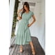 thumbnail image 4 of Vestido PRETTYGARDEN Maxi Bohemio Verde con Cinturón y Escote Cruzado Talla XXL, 4 of 8