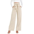 thumbnail image 1 of Ladies Workplace High Waist Straight Pants - Casual Versatile, Belted, Pocket Design, Comfortable Fabric, for Spring/Summer/Autumn, 1 of 7