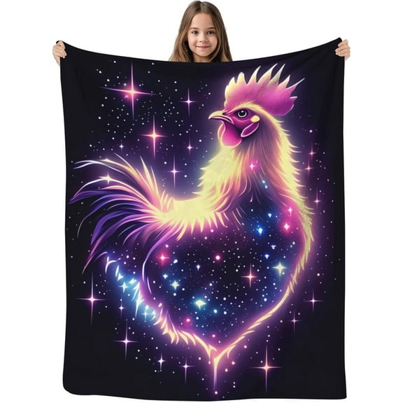 Kuscheln Chicken Blanket, Cute Galaxy Chicken Throw Blanket, Funny Chicken Gifts for Women Girls Chicken Lover, Kawaii Chicken Rooster Decor, Soft Fuzzy Blanket, 50" x 60"