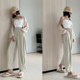 thumbnail image 6 of Lenpel Women's Casual Pants Elastic High Waisted Fold Pleated Palazzo Trousers Loose Lightweight Summer Lounge Pants, 6 of 6