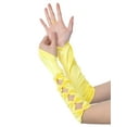 thumbnail image 5 of INSPIRE CHIC Women's Fingerless Gloves Satin Arm Warmers Hollow Out Bow Beads with Finger Loop Yellow One Size, 5 of 6