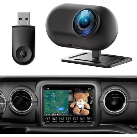JOYTUTUS Baby Car Camera with Wireless CarPlay Adapter 1080P HD Rear Seat Monitor Display on Car Screen Backseat Camera for Kids 150°Wide