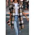thumbnail image 6 of Plus Size Plaid Shacket Oversized Long Sleeve Button Down Boyfriend Shirts Casual Plaid Shacket Jacket Coats 3X Black, 6 of 17