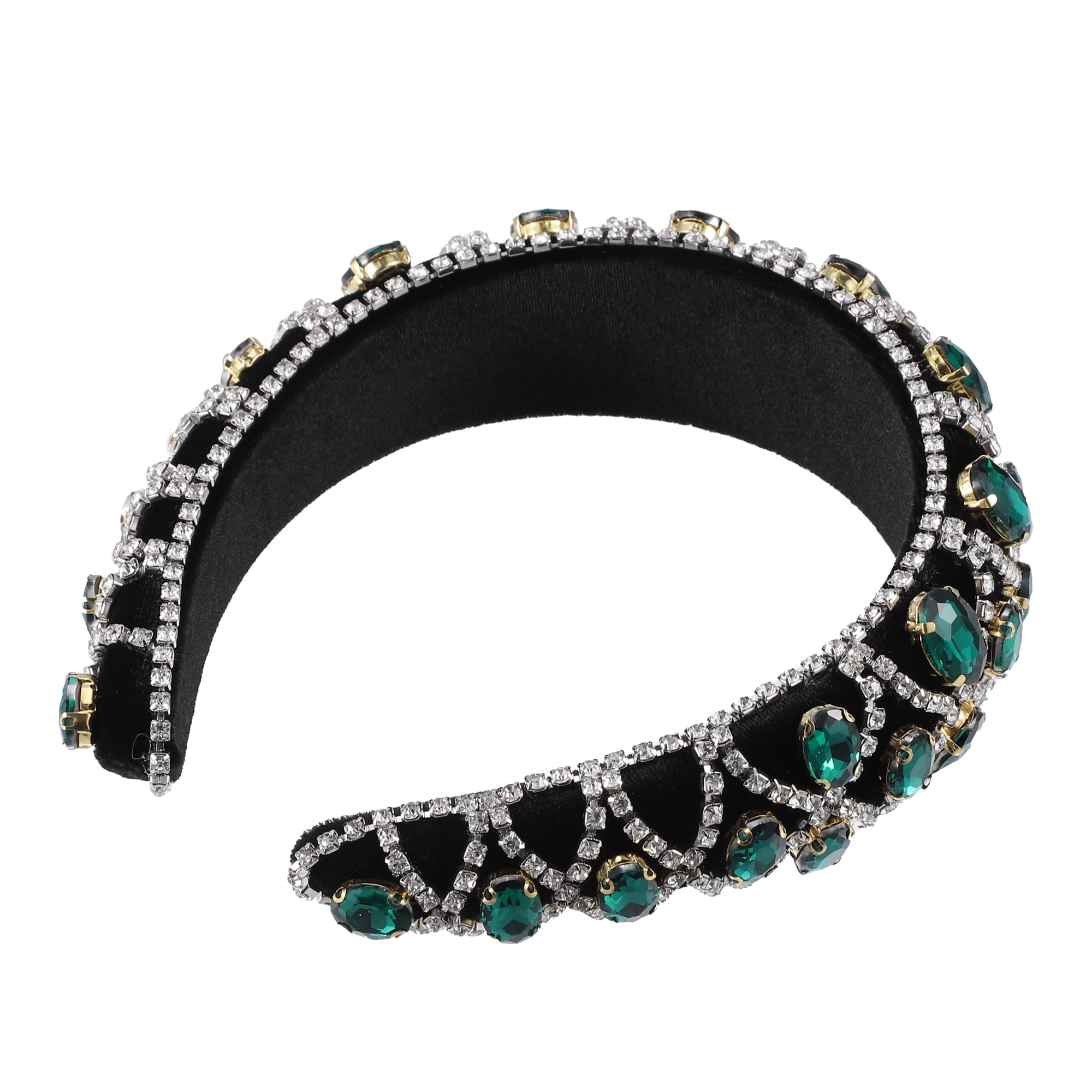 Unique Bargains Faux Crystal Padded Headband Green