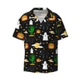 thumbnail image 2 of Lsque Halloween print Men's Cuban Collar Short Sleeve Shirt Summer Beachwear Casual Button Down Fashionable Vacation Leisure Shirt-4X-Large, 2 of 7