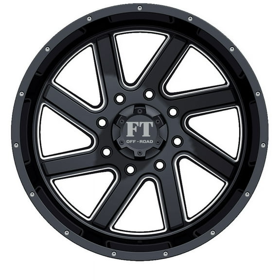 20X12 8-165 Off Road FT-1 Gloss Black/Milled Wheel -44/130.6