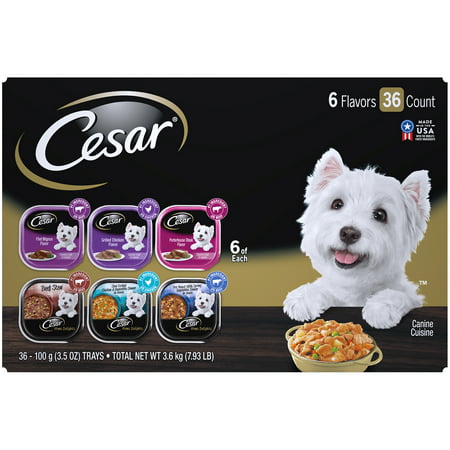 (36 Pack) CESAR Wet Dog Food HOME DELIGHTS & Classic Loaf in Sauce Variety Pack, 3.5 oz. Easy Peel (Best Dog Food In The World 2019)