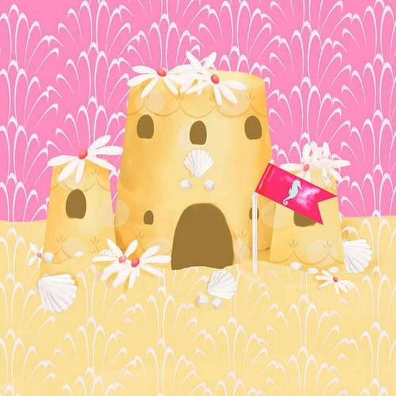Oopsy daisy Sweet Sandcastle Stretched Canvas Wall Art by Meghann O'Hara, 10 by 10-Inch