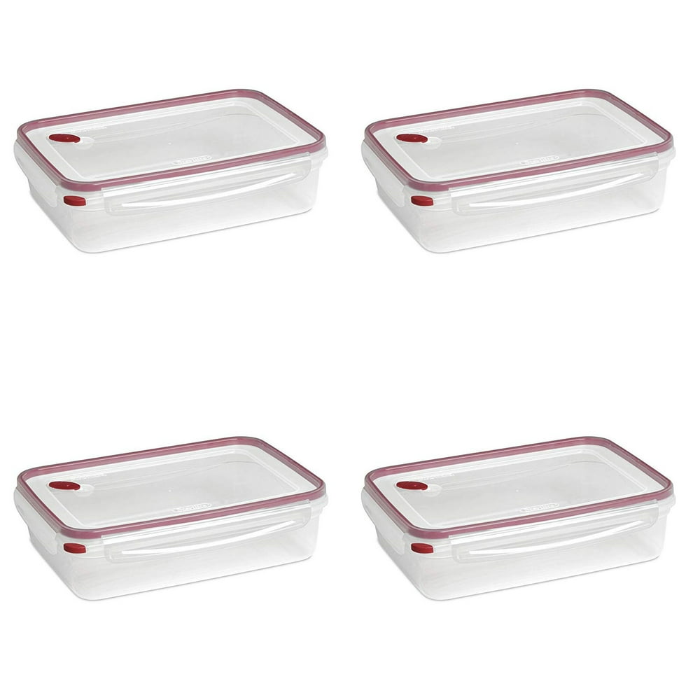 Sterilite 16.0 Cup Rectangle UltraSeal Food Storage Container, Red (4