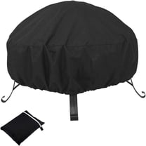 Outdoors Fire Pit Cover- Heavy Duty Waterproof Polyster with PVC Coating, Round Patio Fire Bowl Cover, 48 Inch, Black
