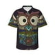 thumbnail image 1 of Balery Boho Owl Camisas hawaianas de manga corta para hombre, camisas playeras de corte holgado, camisas de vacaciones con botones,Medium, 1 of 7