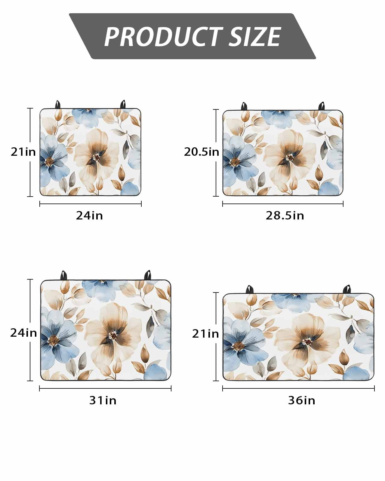 Stove Top Covers for Electric Stove, Blue Brown Spring Floral Glass Stovetop Cover Protector, Summer Botanical Watercolor Induction Cooktop Protector Oven Mat for Kitchen Countertop 24"x21"